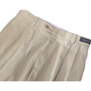 NWT BALLIN Manchester Pleated Dress Pants Men's Sz 32 Tan Cream Poly/Rayon New
